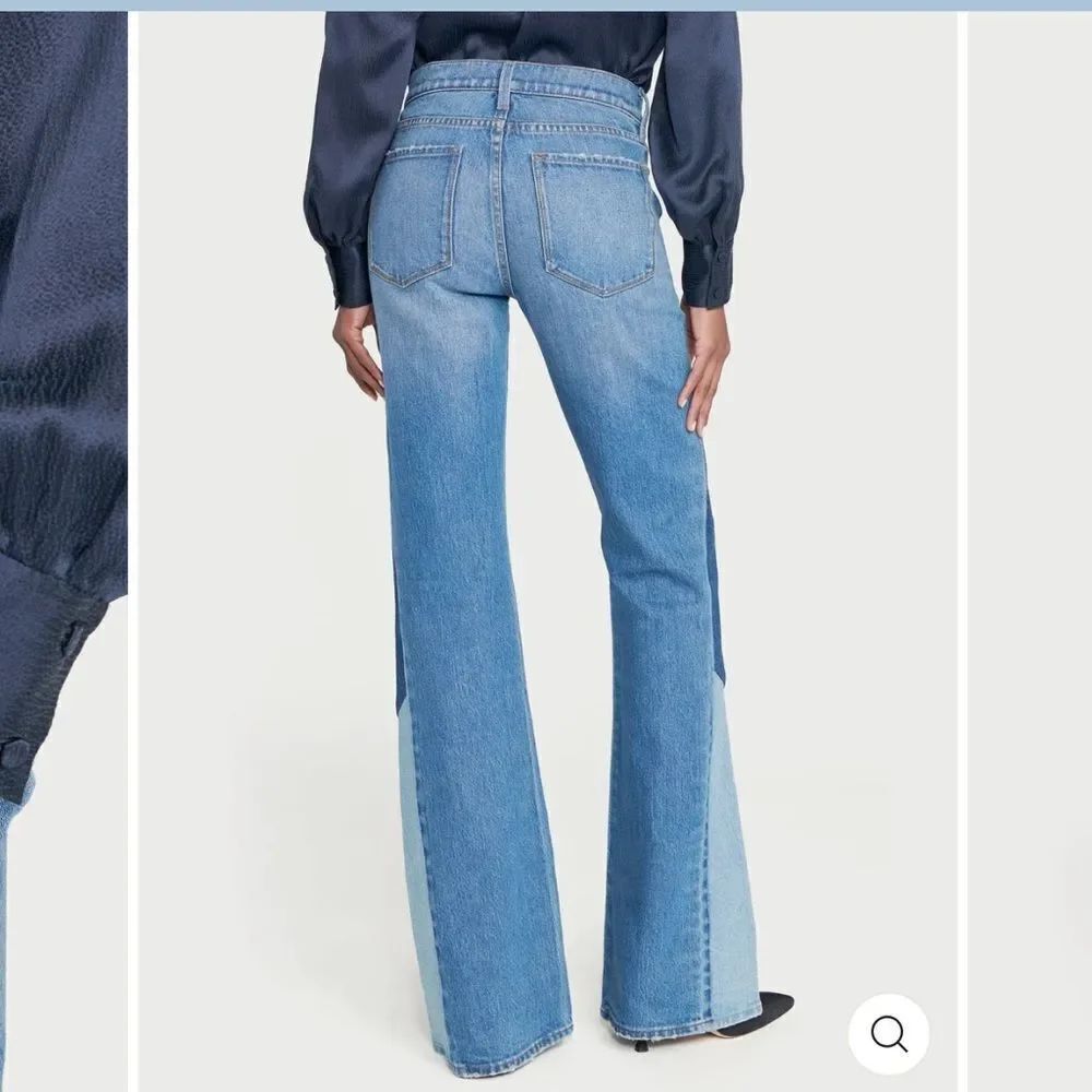 Frame Two-Tone Blue Patchwork Flared Jeans - Picture 6 of 16